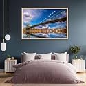 ArtzFolio Brooklyn &amp; Manhattan Bridge Reflection, New York USA | Canvas Painting for Bedroom &amp; Living Room | Natural Brown Frame | 23.4 x 16 inch (59 x 41 cms)