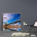 ArtzFolio Brooklyn &amp; Manhattan Bridge Reflection, New York USA | Canvas Painting for Bedroom &amp; Living Room | Antique Golden Frame | 16 x 16 inch (41 x 41 cms)