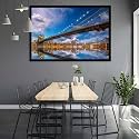 ArtzFolio Brooklyn &amp; Manhattan Bridge Reflection, New York USA | Canvas Painting for Bedroom &amp; Living Room | Black Frame | 23.4 x 16 inch (59 x 41 cms)