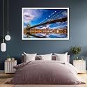 ArtzFolio Brooklyn &amp; Manhattan Bridge Reflection, New York USA | Canvas Painting for Bedroom &amp; Living Room | White Frame | 18 x 12 inch (46 x 30 cms)