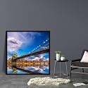 ArtzFolio Brooklyn &amp; Manhattan Bridge Reflection, New York USA | Canvas Painting for Bedroom &amp; Living Room | Dark Brown Frame | 28 x 28 inch (71 x 71 cms)