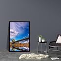 ArtzFolio Brooklyn &amp; Manhattan Bridge Reflection, New York USA | Canvas Painting for Bedroom &amp; Living Room | Dark Brown Frame | 24 x 36 inch (61 x 91 cms)