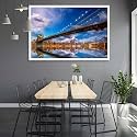 ArtzFolio Brooklyn &amp; Manhattan Bridge Reflection, New York USA | Canvas Painting for Bedroom &amp; Living Room | White Frame | 36 x 24 inch (91 x 61 cms)