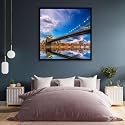 ArtzFolio Brooklyn &amp; Manhattan Bridge Reflection, New York USA | Canvas Painting for Bedroom &amp; Living Room | Black Frame | 24 x 24 inch (61 x 61 cms)