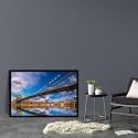 ArtzFolio Brooklyn &amp; Manhattan Bridge Reflection, New York USA | Canvas Painting for Bedroom &amp; Living Room | Black Frame | 17.5 x 12 inch (44 x 30 cms)