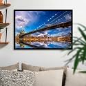 ArtzFolio Brooklyn &amp; Manhattan Bridge Reflection, New York USA | Canvas Painting for Bedroom &amp; Living Room | Black Frame | 18 x 12 inch (46 x 30 cms)