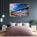 ArtzFolio Brooklyn &amp; Manhattan Bridge Reflection, New York USA | Canvas Painting for Bedroom &amp; Living Room | Antique Golden Frame | 36 x 24 inch (91 x 61 cms)