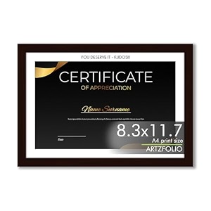 artzfolio customised frame for certificates d649  upload your photos  personalized gift birthday wife husband anniversary parents friends  dark brown  a4 size  83x117 inch 21x30 cms