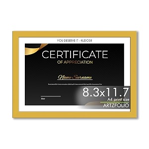 artzfolio customised frame for certificates d649  upload your photos  personalized gift birthday wife husband anniversary parents friends  golden  a4 size  83x117 inch 21x30 cms