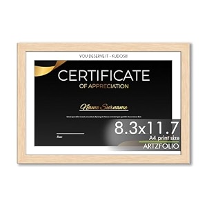 artzfolio customised frame for certificates d649  upload your photos  personalized gift birthday wife husband anniversary parents friends  natural brown  a4 size  83x117 inch 21x30 cms