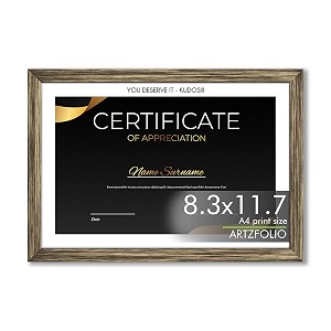 artzfolio customised frame for certificates d649  upload your photos  personalized gift birthday wife husband anniversary parents friends  antique golden  a4 size  83x117 inch 21x30 cms