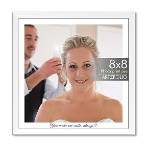 artzfolio customised wall amp table photo frame d647  upload your photos  personalized gift birthday wife husband anniversary parents friends  white  8x8 inch 20x20 cms