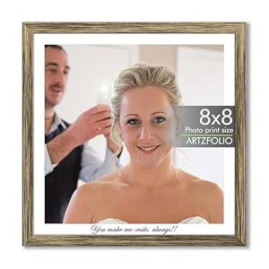 artzfolio customised wall amp table photo frame d647  upload your photos  personalized gift birthday wife husband anniversary parents friends  antique golden  8x8 inch 20x20 cms