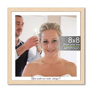 artzfolio customised wall amp table photo frame d647  upload your photos  personalized gift birthday wife husband anniversary parents friends  natural brown  8x8 inch 20x20 cms