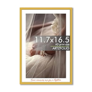 artzfolio customised wall photo frame d654  upload your photos  extra large size photo frame gift for birthday anniversary friends amp family  golden  a3 size  117x165 inch 30x42 cms