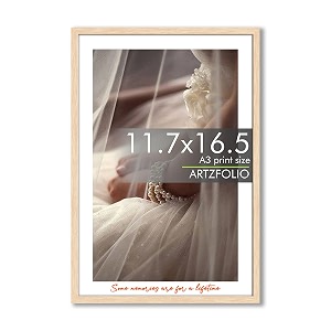 artzfolio customised wall photo frame d654  upload your photos  extra large size photo frame gift for birthday anniversary friends amp family  natural brown  a3 size  117x165 inch 30x42 cms