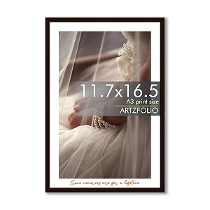 artzfolio customised wall photo frame d654  upload your photos  extra large size photo frame gift for birthday anniversary friends amp family  dark brown  a3 size  117x165 inch 30x42 cms