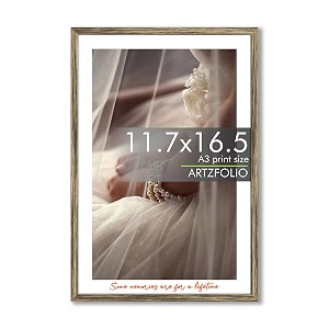 artzfolio customised wall photo frame d654  upload your photos  extra large size photo frame gift for birthday anniversary friends amp family  antique golden  a3 size  117x165 inch 30x42 cms