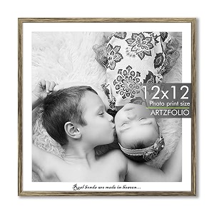 artzfolio customised wall photo frame d655  upload your photos  personalized gift birthday wife husband anniversary parents friends  antique golden  12x12 inch 30x30 cms