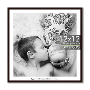 artzfolio customised wall photo frame d655  upload your photos  personalized gift birthday wife husband anniversary parents friends  dark brown  12x12 inch 30x30 cms