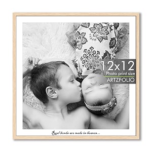 artzfolio customised wall photo frame d655  upload your photos  personalized gift birthday wife husband anniversary parents friends  natural brown  12x12 inch 30x30 cms