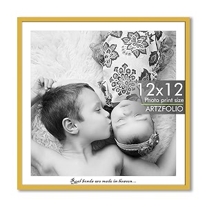 artzfolio customised wall photo frame d655  upload your photos  personalized gift birthday wife husband anniversary parents friends  golden  12x12 inch 30x30 cms