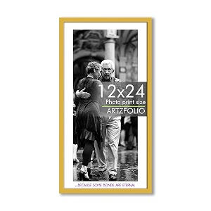 artzfolio customised wall photo frame d657  upload your photos  extra large size  gift for birthday wife husband anniversary parents friends  golden  12x24 inch 30x61 cms
