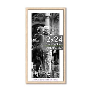 artzfolio customised wall photo frame d657  upload your photos  extra large size  gift for birthday wife husband anniversary parents friends  natural brown  12x24 inch 30x61 cms