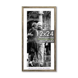 artzfolio customised wall photo frame d657  upload your photos  extra large size  gift for birthday wife husband anniversary parents friends  antique golden  12x24 inch 30x61 cms