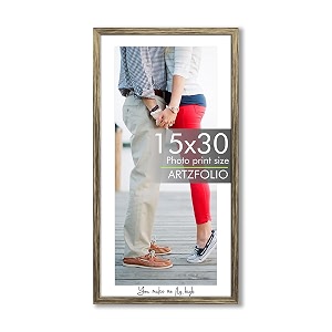 artzfolio customised wall photo frame d659  upload your photos  extra large size  gift for birthday wife husband anniversary parents friends  antique golden  15x30 inch 38x76 cms