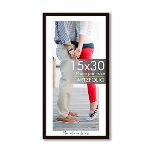 artzfolio customised wall photo frame d659  upload your photos  extra large size  gift for birthday wife husband anniversary parents friends  dark brown  15x30 inch 38x76 cms