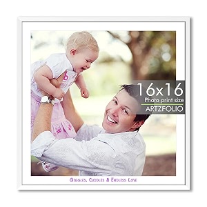 artzfolio customised wall photo frame d660  upload your photos  extra large size  gift for birthday wife husband anniversary parents friends  white  16x16 inch 41x41 cms