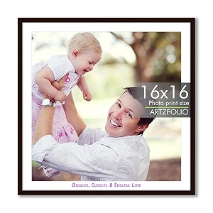 artzfolio customised wall photo frame d660  upload your photos  extra large size  gift for birthday wife husband anniversary parents friends  dark brown  16x16 inch 41x41 cms
