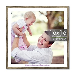 artzfolio customised wall photo frame d660  upload your photos  extra large size  gift for birthday wife husband anniversary parents friends  antique golden  16x16 inch 41x41 cms