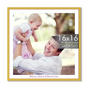 artzfolio customised wall photo frame d660  upload your photos  extra large size  gift for birthday wife husband anniversary parents friends  golden  16x16 inch 41x41 cms