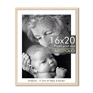 artzfolio customised wall photo frame d661  upload your photos  extra large size  gift for birthday wife husband anniversary parents friends  natural brown  16x20 inch 41x51 cms