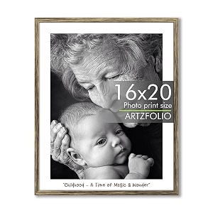 artzfolio customised wall photo frame d661  upload your photos  extra large size  gift for birthday wife husband anniversary parents friends  antique golden  16x20 inch 41x51 cms