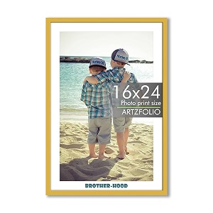artzfolio customised wall photo frame d662  upload your photos  extra large size  gift for birthday wife husband anniversary parents friends  golden  a2 size  16x24 inch 41x61 cms