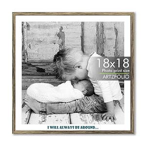 artzfolio customised wall photo frame d663  upload your photos  extra large size  gift for birthday wife husband anniversary parents friends  antique golden  18x18 inch 46x46 cms