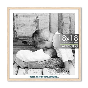 artzfolio customised wall photo frame d663  upload your photos  extra large size  gift for birthday wife husband anniversary parents friends  natural brown  18x18 inch 46x46 cms