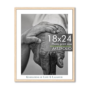 artzfolio customised wall photo frame d664  upload your photos  extra large size  gift for birthday wife husband anniversary parents friends  natural brown  18x24 inch 46x61 cms