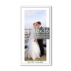 artzfolio customised wall photo frame d665  upload your photos  extra large size  gift for birthday wife husband anniversary parents friends  white  18x36 inch 46x91 cms