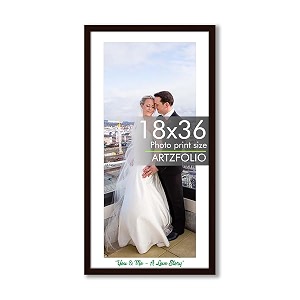 artzfolio customised wall photo frame d665  upload your photos  extra large size  gift for birthday wife husband anniversary parents friends  dark brown  18x36 inch 46x91 cms