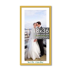 artzfolio customised wall photo frame d665  upload your photos  extra large size  gift for birthday wife husband anniversary parents friends  golden  18x36 inch 46x91 cms