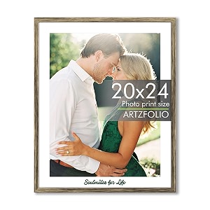 artzfolio customised wall photo frame d667  upload your photos  extra large size  gift for birthday wife husband anniversary parents friends  antique golden  20x24 inch 51x61 cms