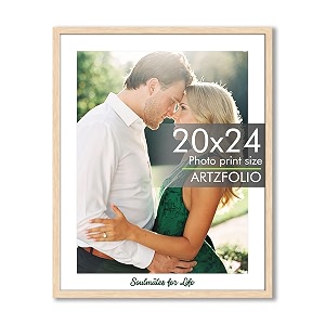 artzfolio customised wall photo frame d667  upload your photos  extra large size  gift for birthday wife husband anniversary parents friends  natural brown  20x24 inch 51x61 cms