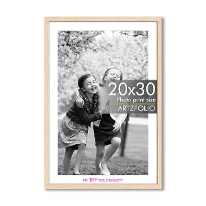 artzfolio customised wall photo frame d669  upload your photos  extra large size  gift for birthday wife husband anniversary parents friends  natural brown  20x30 inch 51x76 cms