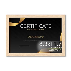 artzfolio customized frame for certificates d618  upload your photos  photo gift for birthday wife husband anniversary parents friends  natural brown  a4 size  83x117 inch 21x30 cms