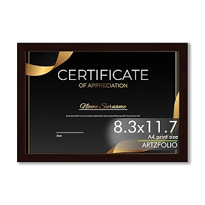 artzfolio customized frame for certificates d618  upload your photos  photo gift for birthday wife husband anniversary parents friends  dark brown  a4 size  83x117 inch 21x30 cms
