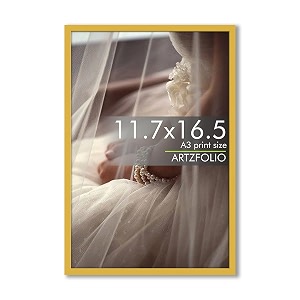 artzfolio customized wall photo frame d623  upload your photos  extra large size photo frame gift for birthday anniversary friends amp family  golden  a3 size  117x165 inch 30x42 cms